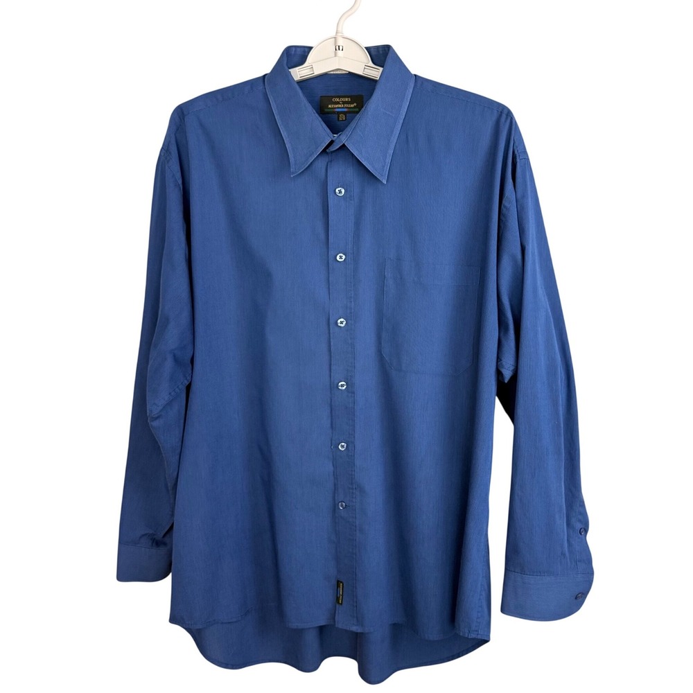 Colours by Alexander Julian Blue Pinstripe Button Down Shirt Men 17.5 34/35 XL